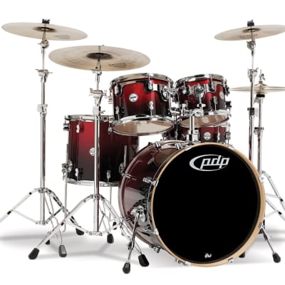 PDP Concept Maple 5pc Drum Kit - Red to Black Fade image 2