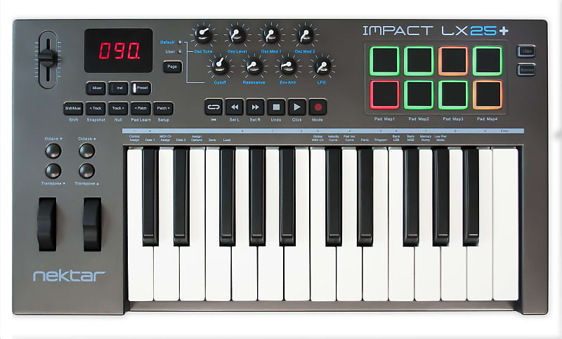 Nektar Impact LX25+  25 Note USB Midi keyboard controller with pads image 1