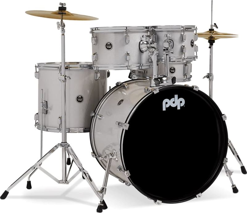 PDP Center Stage 5-Piece Complete Drum Kit, Diamond White Sparkle image 1