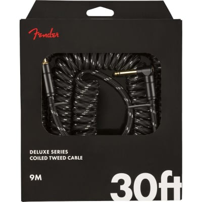 Fender Deluxe Coil Cable 30' Black Tweed for sale