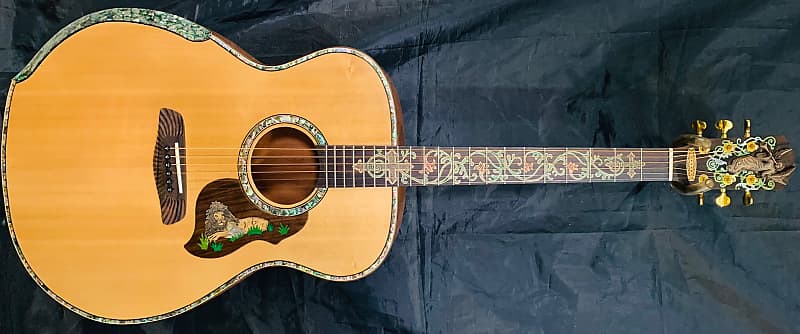 Blueberry  NEW IN STOCK Handmade Jumbo Acoustic Guitar Faith - Lion and Lamb Motif image 1