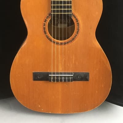 HSC Rare Vintage Giannini Trovador 1987 Lacquer Acoustic Folk Classical Guitar 3/4 Size + Foot Stool image 2
