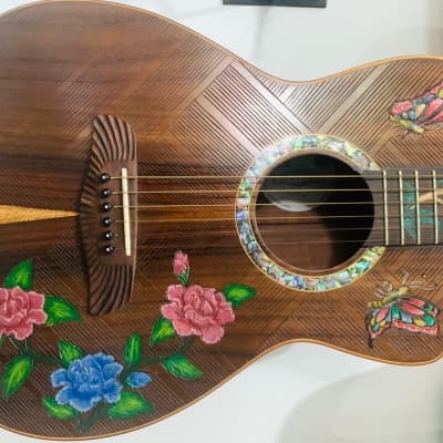 Blueberry Handmade Parlor Acoustic Guitar Floral Motif - Built to Order image 4