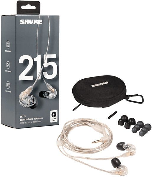 Shure SE215 Sound Isolating Earphones Clear  			