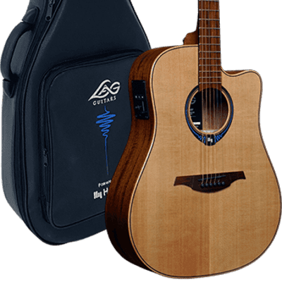 LAG  Hyvibe Tramontane THV10DCE Electric Acoustic Smart Guitar Built In FX w/ Case Solid Cedar Top image 1