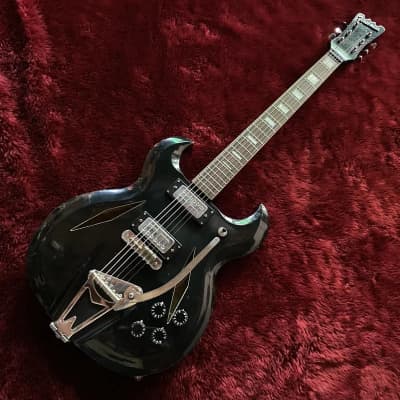 c.1968- Firstman Baron MIJ Vintage Semi Hollow Body Guitar “Black” image 2