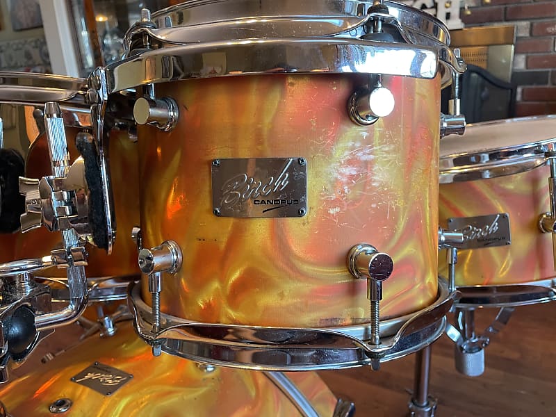 Canopus Drum Set Marmalade Swirl 20 10 12 14 and snare BIRCH Made in Japan  MIJ 5 drums