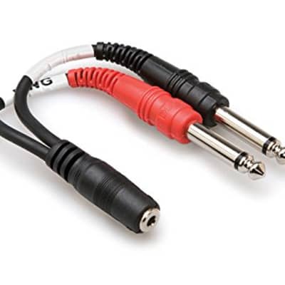Hosa - YMP-434 - Stereo Mini 3.5mm Female to 2x 1/4" Mono Male Y-Cable - 6 in. image 1
