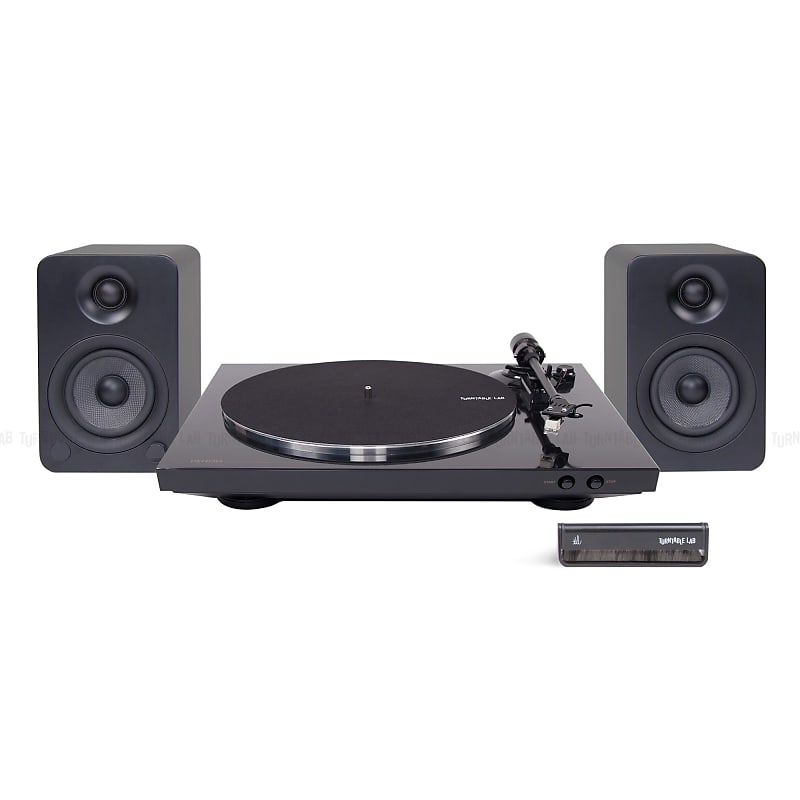 Denon: DP-300F Turntable Package Kanto YU4 Black  			