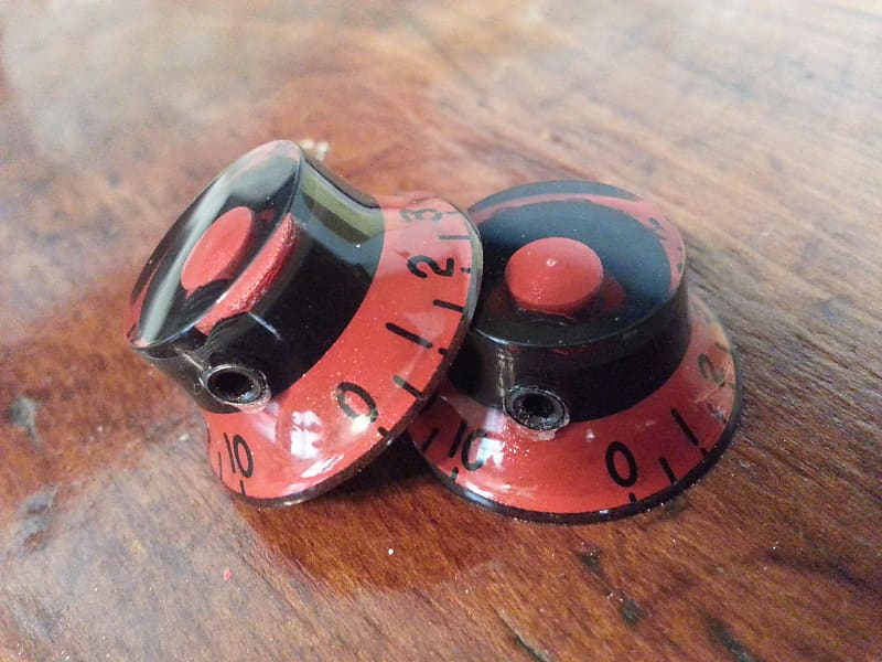 JAT CUSTOM GUITAR PARTS Set Screw Top Hat Knobs Red Metallic Reverb