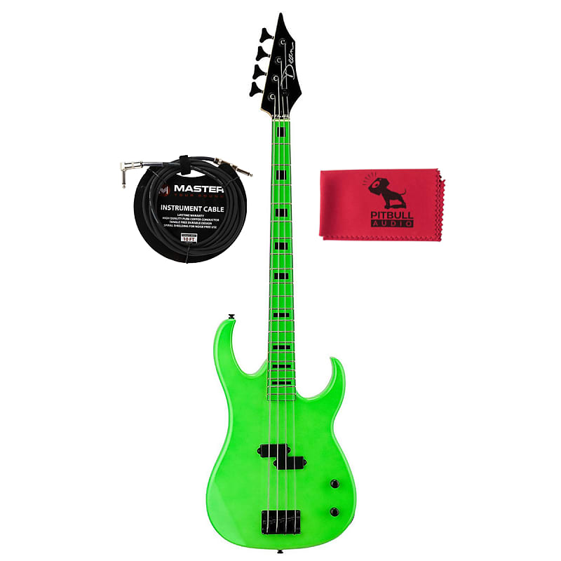 Dean Custom Zone Series 4String Bass, Nuclear Green w/ Cable Reverb