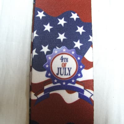 Perri's 2" Polyester 4th of July Guitar Strap Leather ends JULY 4 Inependence Day Patriotic image 1