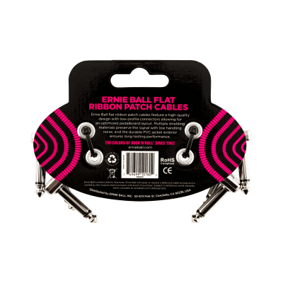 Ernie Ball 3" Flat Ribbon Patch Cable 3-Pack - Black image 2