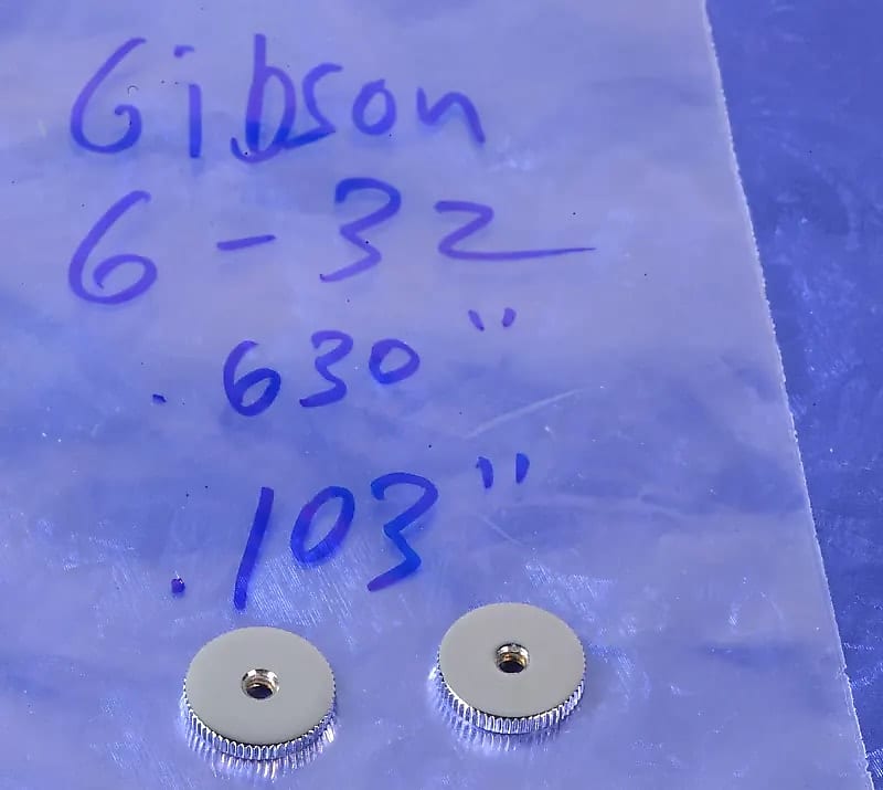 Two Gibson '70s Chrome Height Adjustment Wheels For Tune-O-Matic Bridge New Old Stock image 1