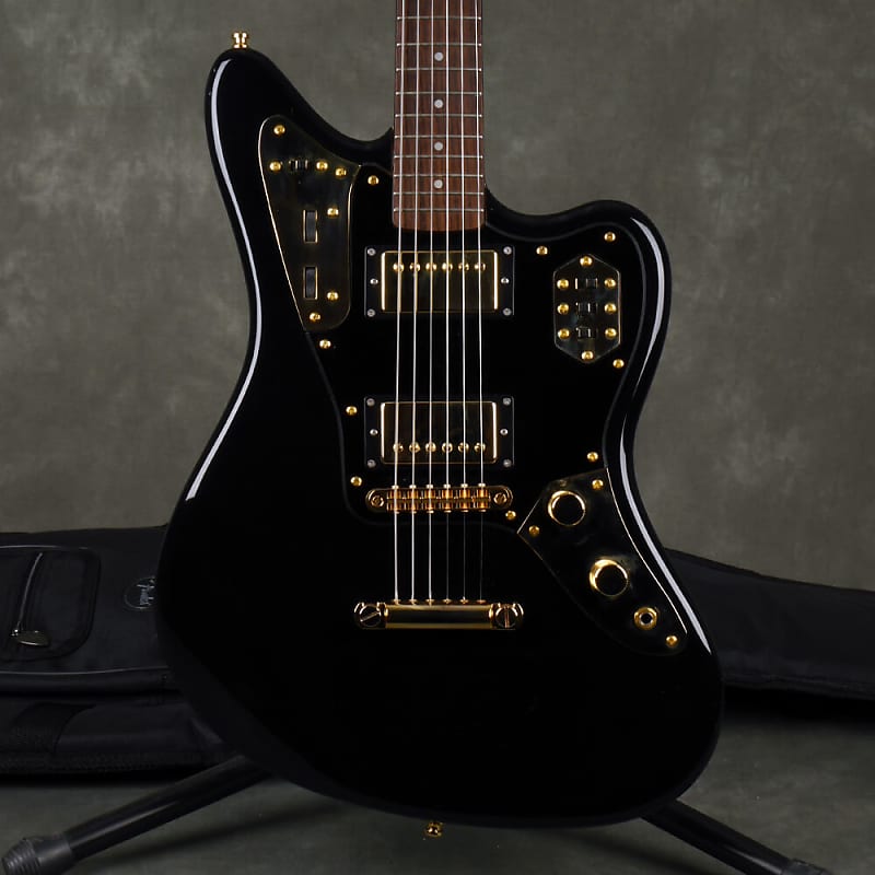 半額満載！スーパーSALE グランドセール！ Special Jaguar MIJ Fender HH w/Gig Hardware Gold Black, - サーフィン・ボディボード