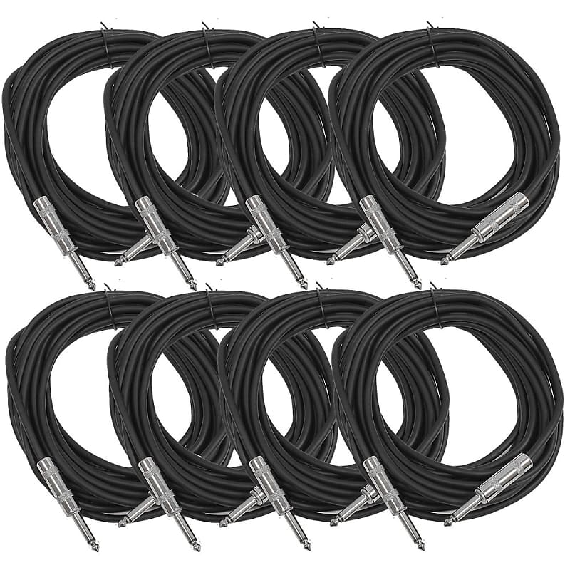 SEISMIC AUDIO New 8 PACK Black 1/4" TS 25' Patch Cables - Guitar - Instrument image 1