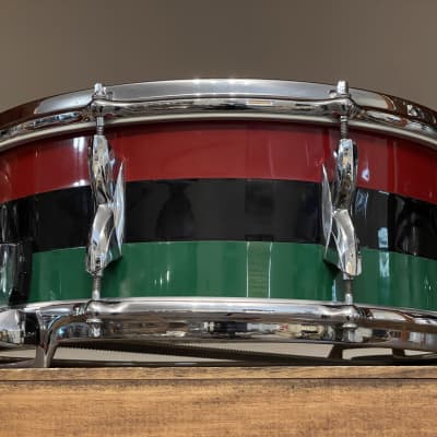 1960's Premier 2001 5.5x14 Mahogany Snare Drum Original Red Black Green Duroplastic 2000 image 13