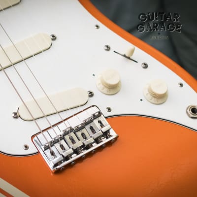1982 Fender USA Bullet S3 Stratocaster Telecaster Competition Orange guitar with original hardcase image 12