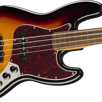 Squier Classic Vibe '60s Jazz Bass Fretless Laurel Fingerboard, 3-Color Sunburst image 2