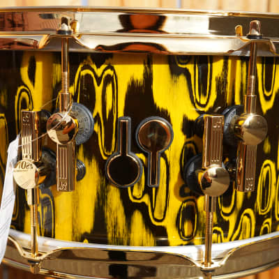SONOR SQ2 Yellow Tribal/Ebony Heavy Beech Shell | Gold Plated Hardware | 6.5" x 14" Exotic Snare image 1