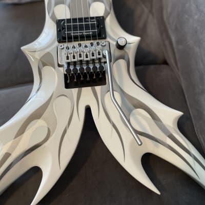 B.C. Rich Draco Ghost Flame V - White Ghost Flames image 6
