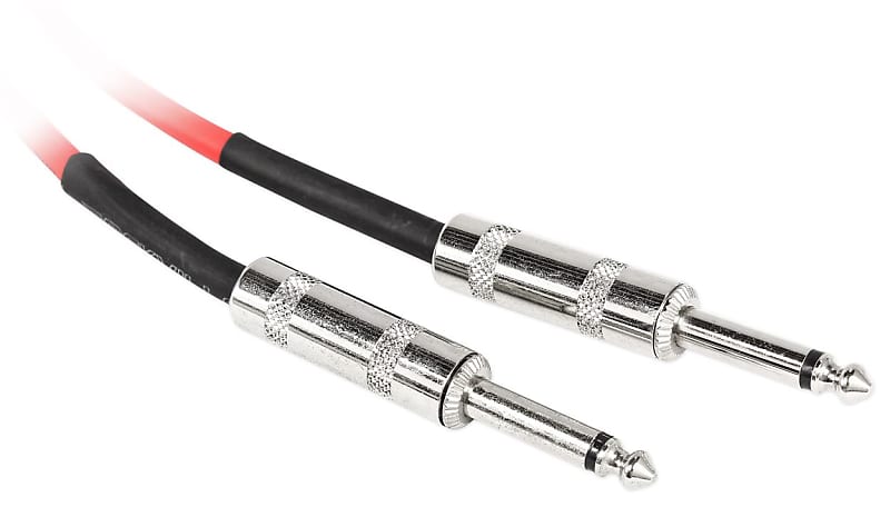 Rockville RCGT3R 3&#039; 1/4&#039;&#039; TS to 1/4&#039;&#039; TS Guitar/Unbalanced Signal Cable-Red  			