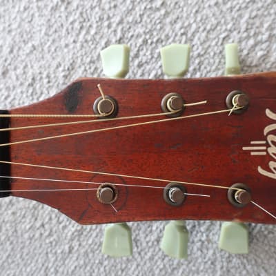 Vintage 1950 Kay Acoustic Guitar Redburst Fair Shape Worn Cracks Splits Beat Up Rare Waverly Tuners image 7