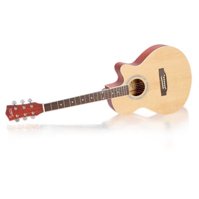 Glarry GT501 40 Inch Cutaway Auditorium Acoustic Guitar Matte Spruce Front Folk - Burlywood image 9