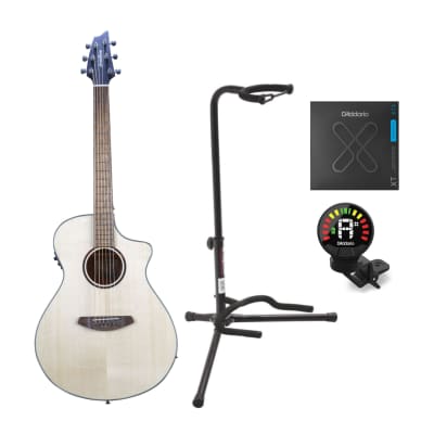 Breedlove Discovery S Concert CE European African Mahogany Acoustic Guitar (Natural) Bundle with Stand, Tuner, and Strings (4 Items) image 1