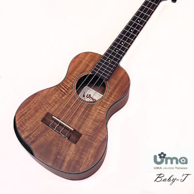 Uma Taiwan Baby-T all Acacia koa Long-scale neck Concert ukulele with  armrest image 3