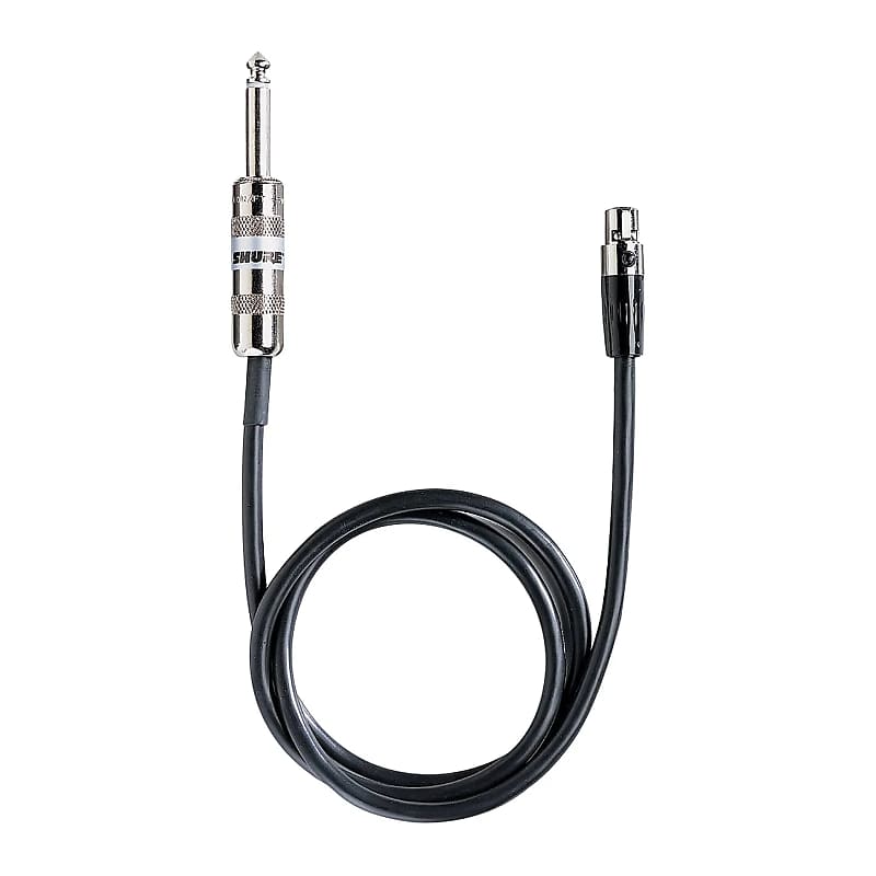 Shure WA302 1/4" Straight TS to 4-Pin Mini Connector Instrument Cable - 2.5' image 1