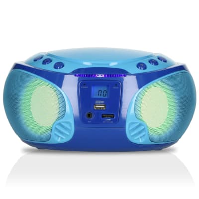 Kids SCD-650 Disco Boombox FM Reverb | CD, Poland Stereo and USB Karaoke Microphone Portable MP3, Playback, - Blue, Radio, Lenco Wired Lights, with Party