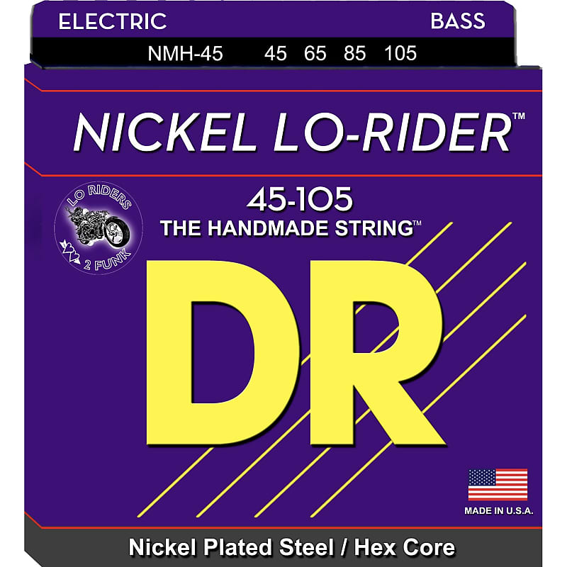 DR Strings NICKEL LO-RIDER- Nickel Plated Bass Strings: Medium 45-105, NMH-45 image 1