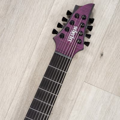 Schecter John Browne Tao-8 8-String Left-H Guitar, Ebony FB, Satin Trans Purple image 9
