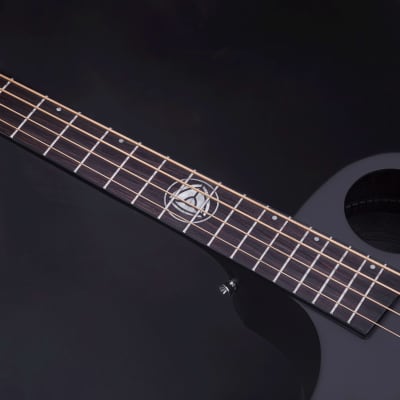 Lindo Left Handed Neptune Short Scale (30") Slim Electro Acoustic Bass Guitar + Padbag - Matte Black image 6