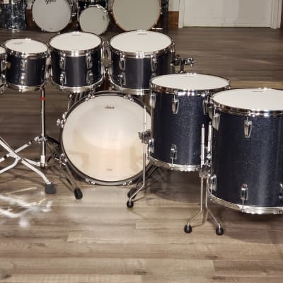 Used Ludwig Classic Maple 7pc Drum Set Black Sparkle image 2