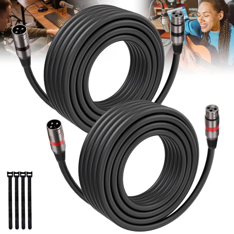 XLR Cable Microphone Cable 200 Feet,Elecan Heavy Duty Balanced XLR Speaker  Cable (From 25-200FT) 3-Pin Shielded Male to Female Mic Cord,DMX Stage