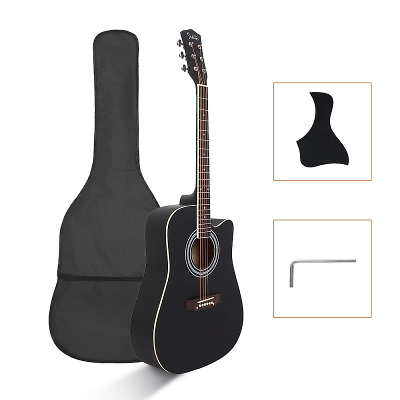 New Glarry GT502 41 Inch Matte Cutaway Dreadnought Spruce Front Acoustic Guitar Black image 1