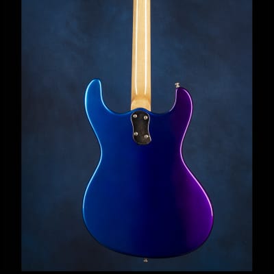 Mosrite [Vibramute Model] specially built for Mick Mars of Mötley Crüe by Semie Mosely 1991 Metallic blue/purple with flame pinstriping image 3