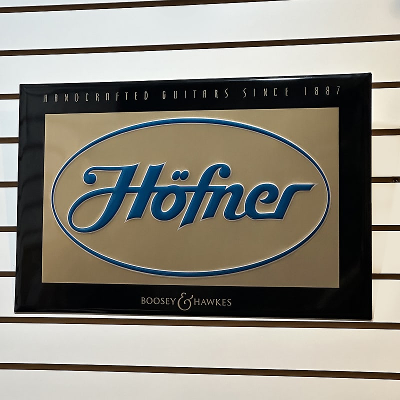 Genuine Hofner Metal Dealer Sign with  Embossed Hofner Logo image 1