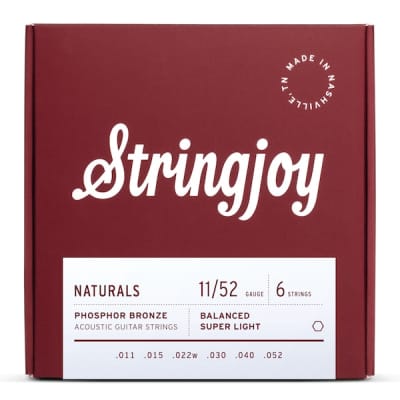 Stringjoy Naturals Phosphor Bronze Acoustic Guitar Strings; 11-52 image 1