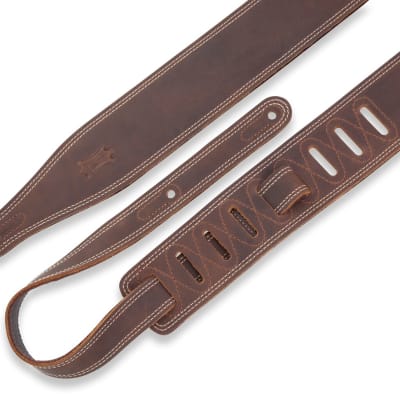 Levy's Garment Leather Guitar Strap; Brown image 3