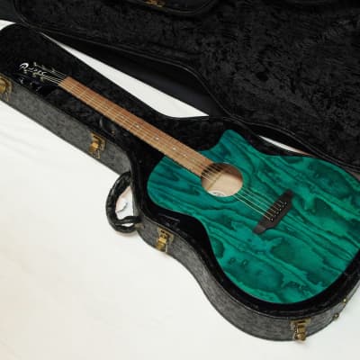 Luna Gypsy Quilt Ash acoustic electric guitar - NEW -Teal with Luna Hard Shell Case GYP E QA TEAL image 1