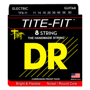 DR TF8-11 Tite Fit Nickel Plated 8-String Guitar Strings - Heavy (11-80)