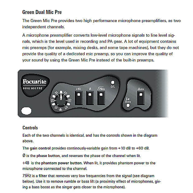 Focusrite Green 1 2-Channel Microphone Preamp | Reverb