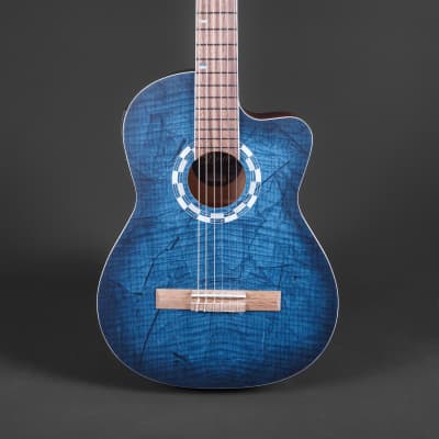 Lindo LDG-960CEQ Electro-Acoustic Classical Guitar with Canvas Carry Case - Picasso Blue for sale