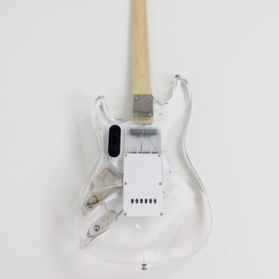 Haze HD200P Clear Acrylic See-Thru Electric Guitar, LED Lights + Free Bag image 6