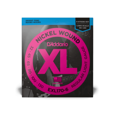 D'Addario 32-130 Regular Light 6-String, Long Scale, XL Nickel Bass Strings EXL170-6 image 1