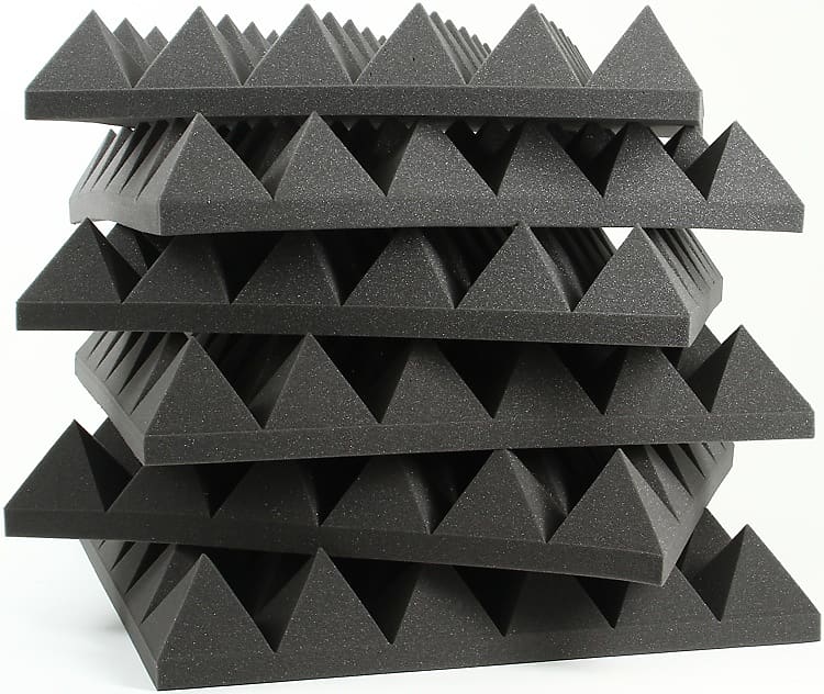 Auralex 4 inch Studiofoam Pyramids 2x2 foot Acoustic Panel 6-pack - Charcoal image 1