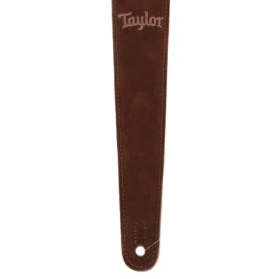 Taylor Guitar Strap Chocolate Embroidered Suede 2.5" image 2